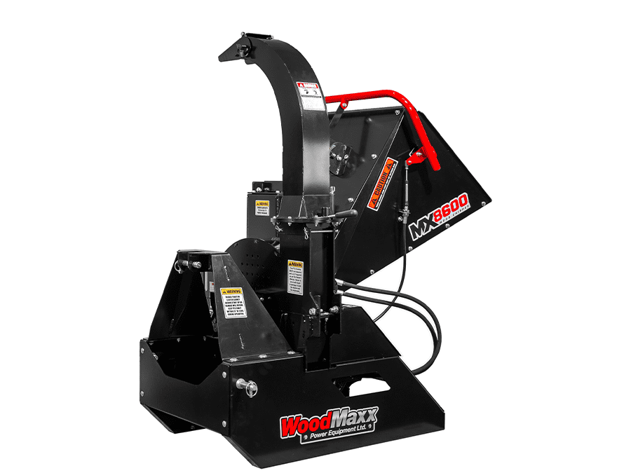 WoodMaxx MX-8600 studio photo on white background, infeed view