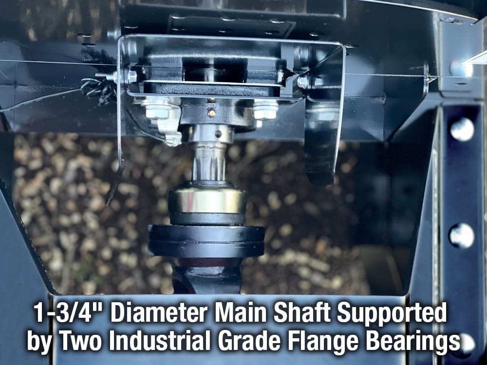 MX-8600 1-3/4" main shaft supported by two industrial flange bearings