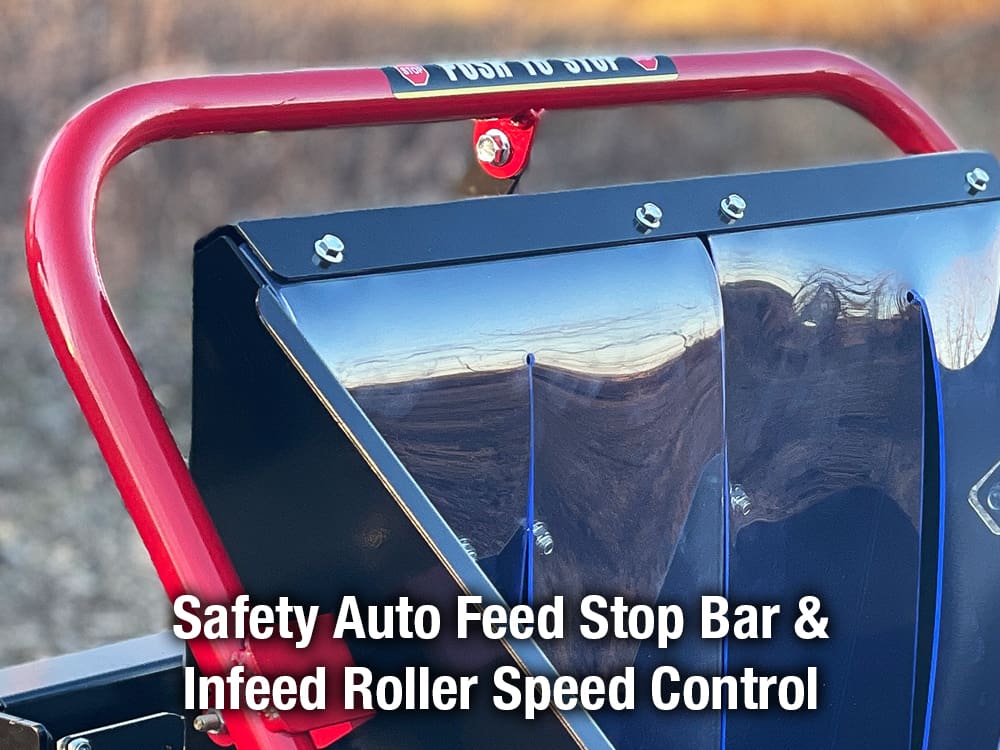 MX-8600 safety auto-feed stop bar and infeed speed control